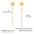 Detaillierte Größenangaben für goldene Sonnen-Ohrringe mit Zirkonia-Steinen auf Weiß - Sonnengesicht-Stil (YYE025430)