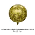 Metallic gold 22-inch 4D aluminum balloon with textured crocodile pattern print - 22 Inch 4D Sphere Crocodile Print