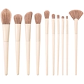 10-teiliges Make-up Pinsel Set mit beigem Griff und braunen Borsten für Profi-Anwendung - Zero Degree Serie 10-teiliges Set + OPP Tasche