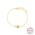 Detailansicht eines S925 Sterlingsilber Bienen-Armbands mit bunten Einlagen - Gold Orangerot