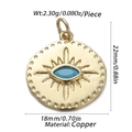 Detailed view of a gold-plated copper pendant with blue zirconia eye and size dimensions - CX140-7 (Sapphire Starburst)