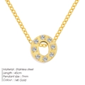 14K gold plated stainless steel letter O necklace with clear zircon stones 45cm - Letter O / Gold