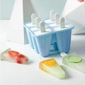 Blue 6-cavity silicone popsicle mold with white sticks for homemade ice pops - Popsicle Mold 6-Grid Blue