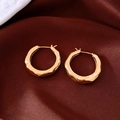 Macro shot of gold-plated round hoop earrings with unique hammered texture on silk fabric - Real Gold Plated / Gold
