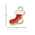 Christmas red stocking alloy pendant with enamel finish measuring 1.5cm by 1.3cm - 2956 Red White Gold Sock