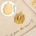 Vintage golden stainless steel pendant with cat-eye stone inlay, front and back view - Pendant Only (Without Chain)-Shield Shape Cat Eye Stone (SAC080002)