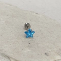 Titanium steel cartilage stud featuring a blue star-shaped zircon with screw back - 5mm Zircon (Single) / Aquamarine