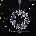 Transparent acrylic Christmas wreath ornament with white glitter, 14.5cm diameter size - Fine Powder Wreath
