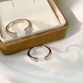 Silver open ring set with sparkling star and round zircon stones in luxury finish - Silver Star Round Bead 2-Piece Set