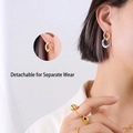 French style C-shaped interlocking gold and silver hoop earrings in polished steel - Two-Tone Detachable Earrings / Gold and Silver
