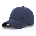 Casquette d'hiver en laine bleu foncé avec logo brodé premium sur le côté - Bleu