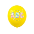 Palloncino in lattice giallo per festa di scuola con stampa ABC e unicorno - Lettere ABC E Motivo Unicorno / Giallo