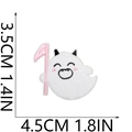 Detailed embroidery patch showing a cute ghost holding a pink scythe with size markings - No.28 (Small)