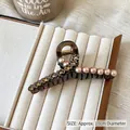 Große dunkelbraune Haarklammer aus Acryl mit rosa Perlen und Champagner-Strasssteinen - Karamell 11cm Perle Strass Kette Klammer
