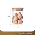 400mL airtight glass storage jar with bamboo lid and 10cm height for snacks - 400ml / Replacement Bamboo Lid / 8cm*10cm