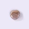 Polished heart-shaped natural agate stone with brown and grey banded patterns - Grass Flower Agate