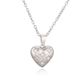 Minimalist silver heart pendant necklace with five cubic zirconia stones on O-chain link - Silver