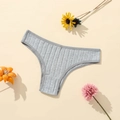 Grijze geribbelde katoenen Braziliaanse slips voor dames op een florale achtergrond - S (30) / Grijs