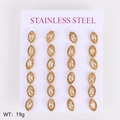 Set of 12 pairs of marquise cut cubic zirconia stud earrings in gold stainless steel - Marquise Style / 12 Pairs Pack (6*9mm) / Gold