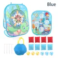 Kids blue bean bag toss game set with turtle targets, sticky balls and storage bag - Blue Ocean Turtle Theme