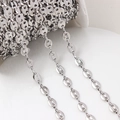 Macro shot of silver pig nose chain links for DIY jewelry making bulk supply - 7*9mm / White Gold