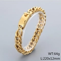 Bracciale cubano 12mm in acciaio al titanio dorato da uomo, lungo 220mm e 64g - Oro (KB179891-KJX)