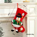 38cm red and white Christmas stocking with 3D snowman figurine and candy cane detail - Large Candy Snowman Style
