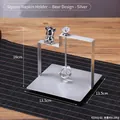 Silver square metal napkin holder with a decorative teddy bear figure and crystal knob - Square Bear Style / Silver