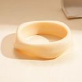 Chic vintage acrylic twisted square bangle in elegant cream beige resin finish - White Irregular