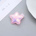 Pink iridescent star hair clip made of shiny PU leather for girls hair accessories - Iridescent Star / Pink Star