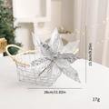 Glitzernde silberne künstliche Weihnachtsblume mit Pailletten für Tannenbaumschmuck - Silberne Pailletten