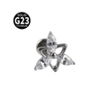 G23 solid titanium labret stud with cluster of marquise and round cubic zirconia flower - Style 1-Silver Color