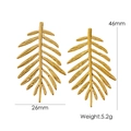 Pendientes de hoja en oro de 14K estilo minimalista, 46 mm de largo y 5,2g peso - Dorado