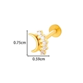 Gouden titanium piercing met halve maan en zirkonia in 0.75x0.59cm formaat - Sikkelmaan Zirkonia Stijl (T2535-1# Goud)