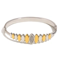 Two-tone silver and 18K gold-plated heart chain bracelet with marquise zircon stones - Two-Tone Spliced / Gold and Silver Two-tone