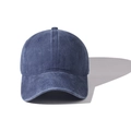 Vooraanzicht van een donkerblauwe gewassen katoenen baseballcap met vintage details - Marineblauw