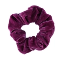 Deep purple velvet scrunchie featuring a soft plush texture and elastic band - Fuschia