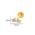 F136 Titan-Piercing mit Goldfinish und drei Zirkonia-Steinen in Schmetterlingsform - Drei-Zirkon-Leiste (4# Gold)