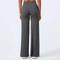 Women's high waist wide leg yoga pants in dark grey color with a soft draped fabric fit - S / Gray
