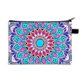 Mandala print makeup bag in colorful blue and pink pattern with durable zipper closure - Pattern 01