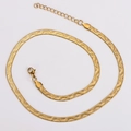 Adjustable golden flat snake chain necklace with lobster clasp and metal luster - Gold Color Stripe Pattern