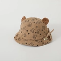 Dettaglio cappello neonato in velluto a coste marrone con orecchie e stampe di orsi - 50-52cm / Marrone chiaro