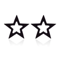 Matte black stainless steel hollow star stud earrings with geometric minimalist design - Pentagram / Black