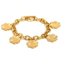 Bracciale in acciaio inossidabile placcato oro 18K con cinque ciondoli a fiore e chiusura a T - Acciaio inossidabile / Bracciale a Catena O con Ciondolo a Fiore - Oro