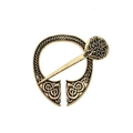 Golden Celtic knot brooch in retro viking style with embossed metal open ring design - D-180 Antique Bronze