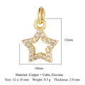 Golden star-shaped copper pendant with cubic zirconia for DIY jewelry making - Star Style (VB720-2)