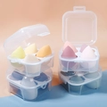 Lot de quatre boîtes transparentes avec éponges à maquillage jaune rose bleu violet - Sans Autocollant / Rose Fraise