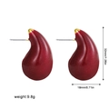 Dark red teardrop enamel earrings in stainless steel with 32mm height measurements - Gold Wine Red (22539_1)