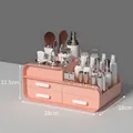 Pink multi-functional cosmetic organizer with three drawers and top sections, 28cm width - Upgraded Material Deluxe 3-Drawer Medium Nordic Pink