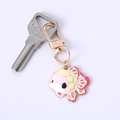 Cute butterfly metal keychain with colorful gold-plated fish pendant and keyring - Pink Fish